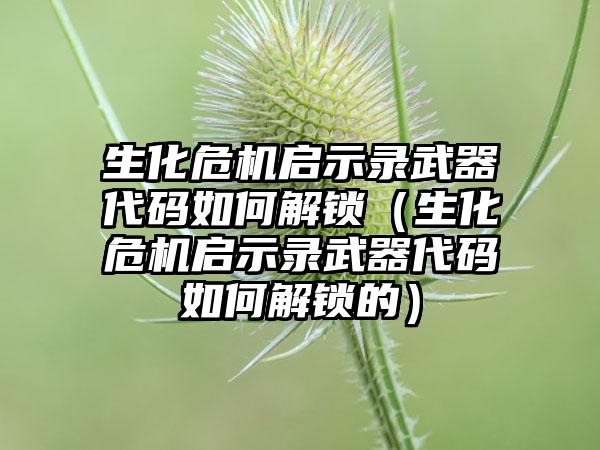 生化危机启示录武器代码如何解锁（生化危机启示录武器代码如何解锁的）