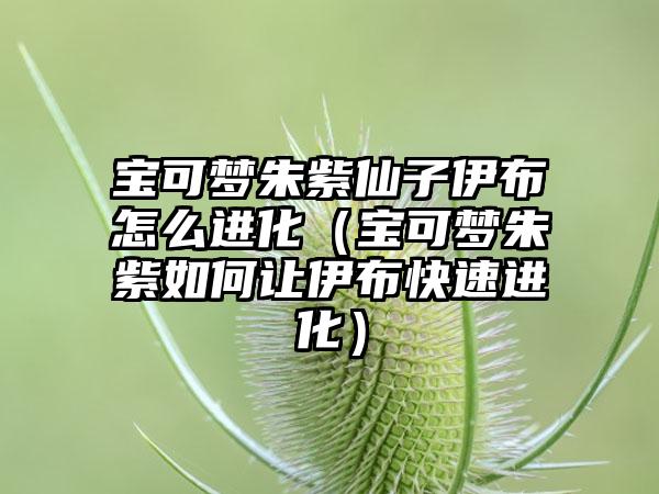 宝可梦朱紫仙子伊布怎么进化（宝可梦朱紫如何让伊布快速进化）