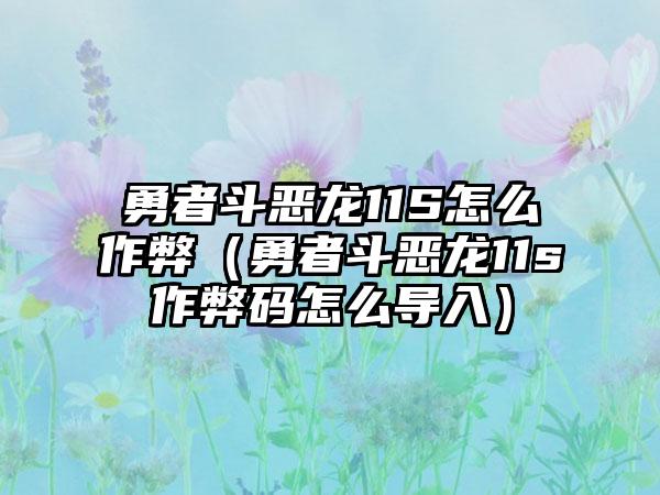 勇者斗恶龙11S怎么作弊（勇者斗恶龙11s作弊码怎么导入）