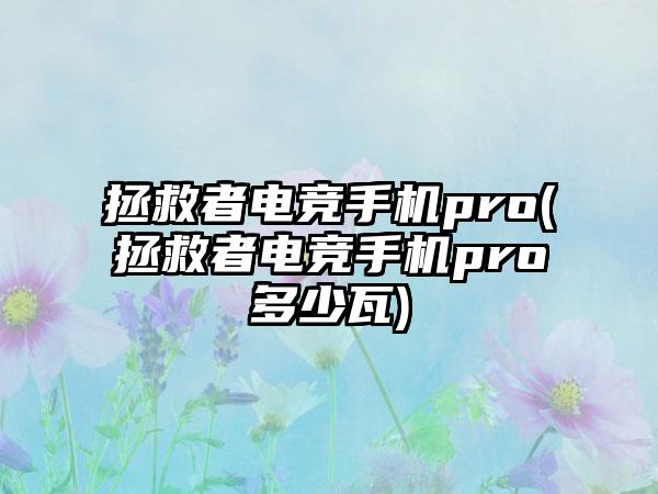 拯救者电竞手机pro(拯救者电竞手机pro多少瓦)