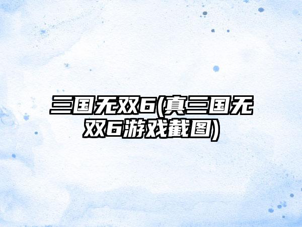 三国无双6(真三国无双6游戏截图)