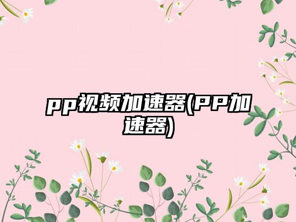 pp视频加速器(PP加速器)