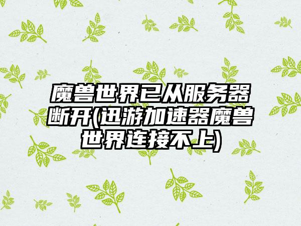 魔兽世界已从服务器断开(迅游加速器魔兽世界连接不上)