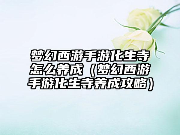 梦幻西游手游化生寺怎么养成（梦幻西游手游化生寺养成攻略）