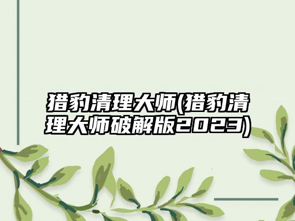 猎豹清理大师(猎豹清理大师破解版2023)