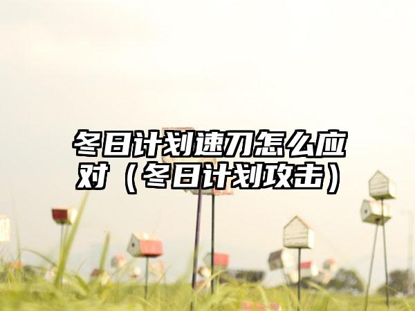 冬日计划速刀怎么应对（冬日计划攻击）