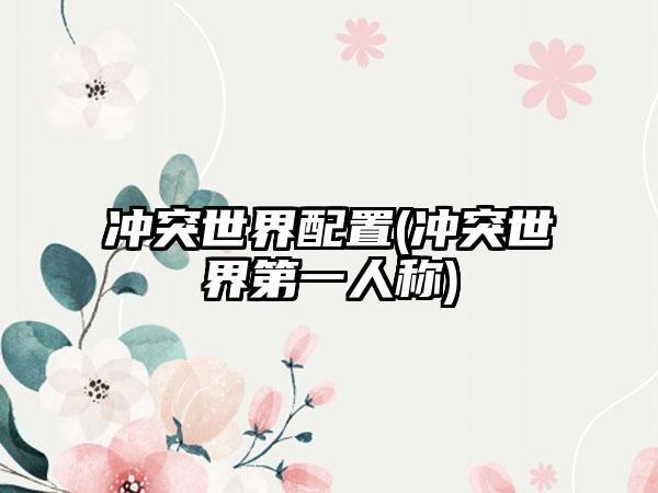 冲突世界配置(冲突世界第一人称)