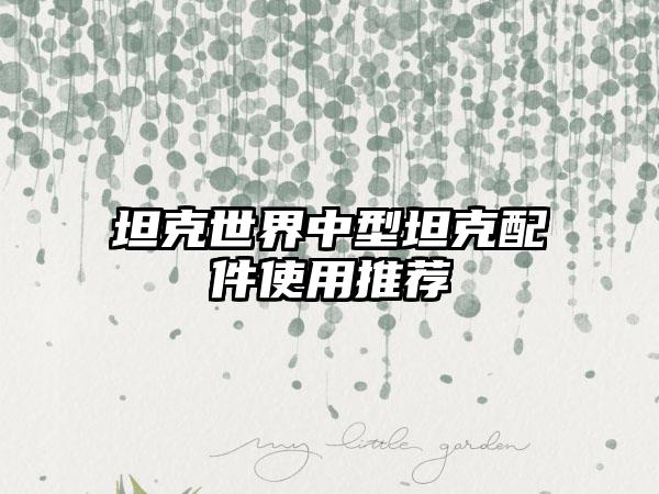 坦克世界中型坦克配件使用推荐