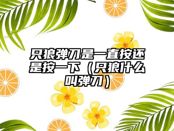 只狼弹刀是一直按还是按一下（只狼什么叫弹刀）