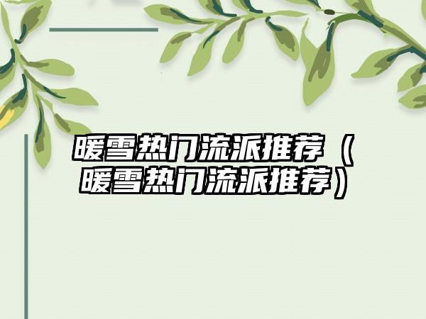 暖雪热门流派推荐（暖雪热门流派推荐）