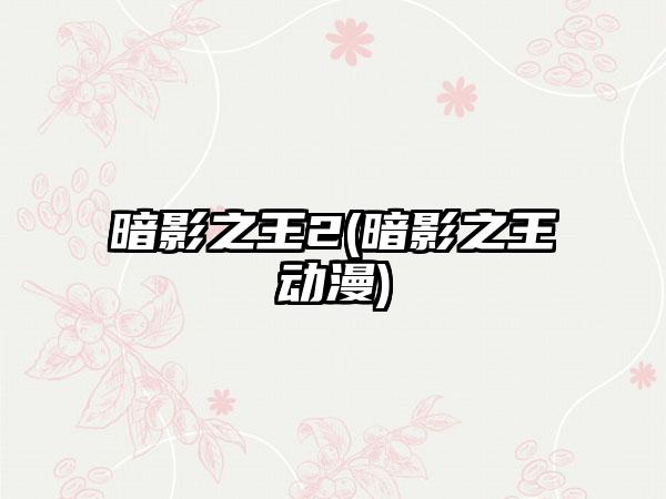 暗影之王2(暗影之王动漫)