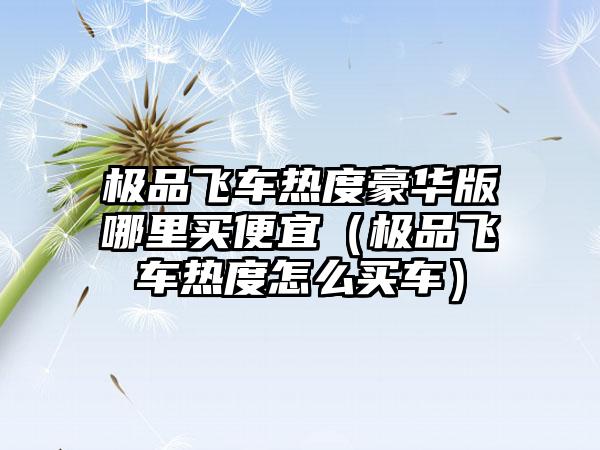 极品飞车热度豪华版哪里买便宜（极品飞车热度怎么买车）