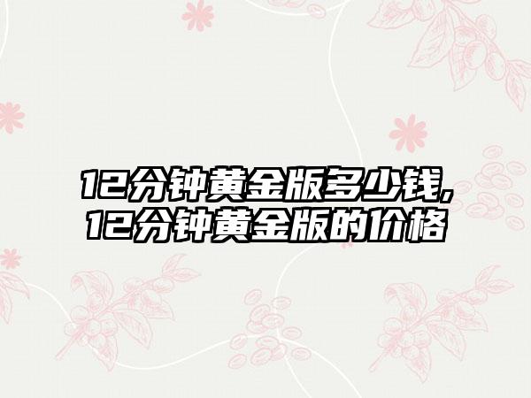 12分钟黄金版多少钱,12分钟黄金版的价格