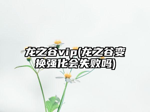 龙之谷vip(龙之谷变换强化会失败吗)