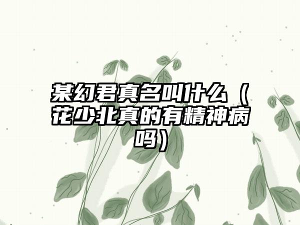 某幻君真名叫什么（花少北真的有精神病吗）