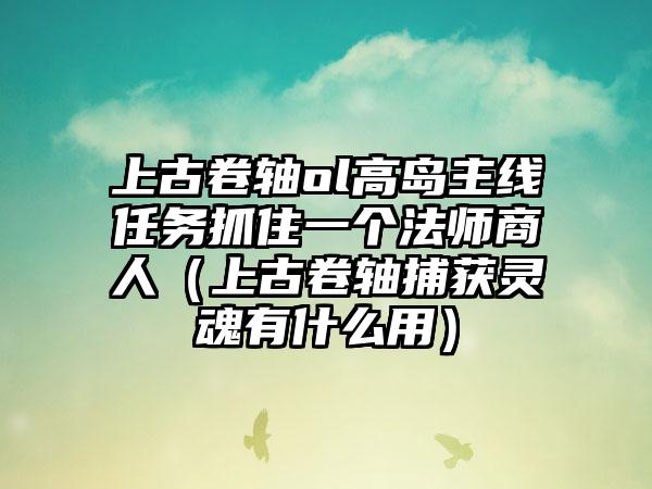 上古卷轴ol高岛主线任务抓住一个法师商人（上古卷轴捕获灵魂有什么用）