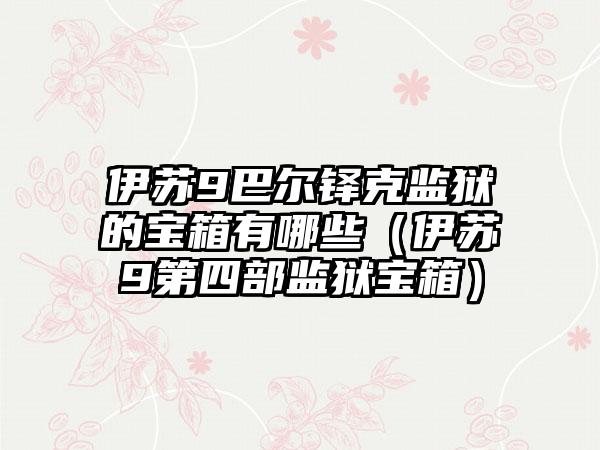 伊苏9巴尔铎克监狱的宝箱有哪些（伊苏9第四部监狱宝箱）