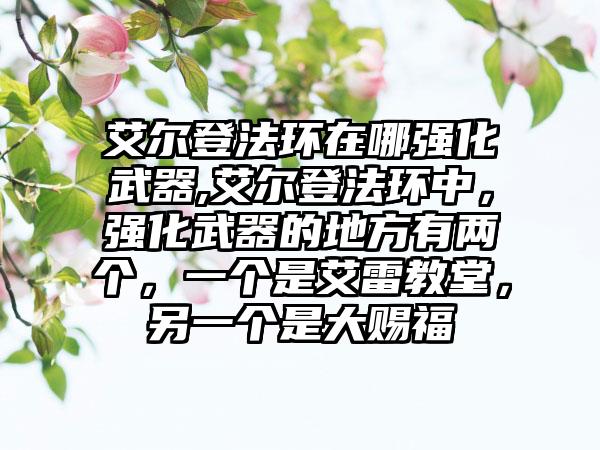 艾尔登法环在哪强化武器,艾尔登法环中，强化武器的地方有两个，一个是艾雷教堂，另一个是大赐福
