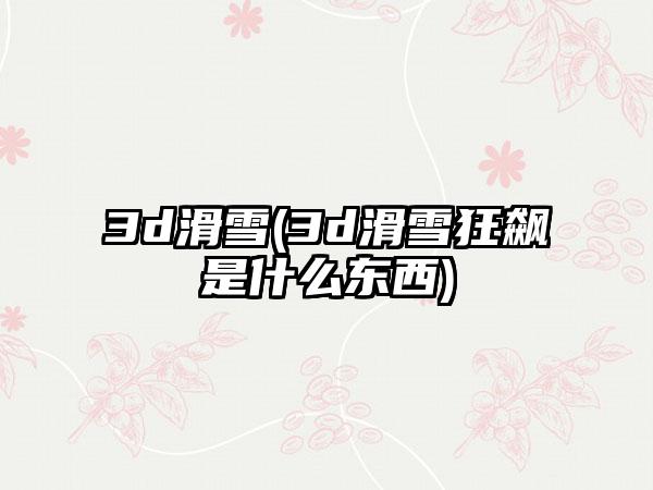 3d滑雪(3d滑雪狂飙是什么东西)