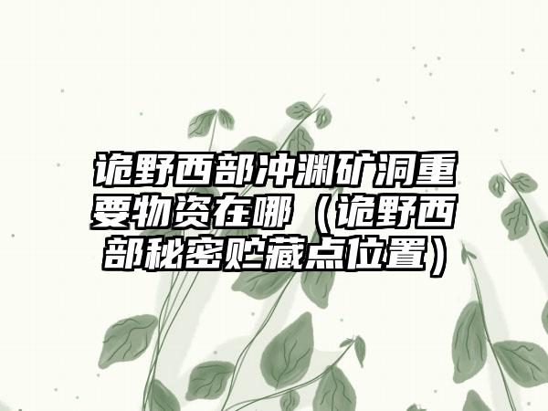 诡野西部冲渊矿洞重要物资在哪（诡野西部秘密贮藏点位置）