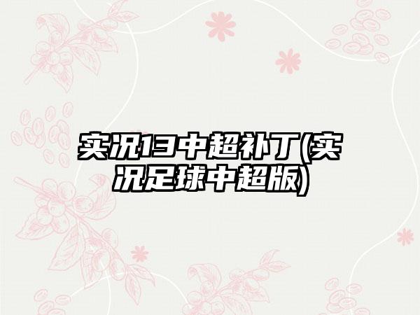 实况13中超补丁(实况足球中超版)