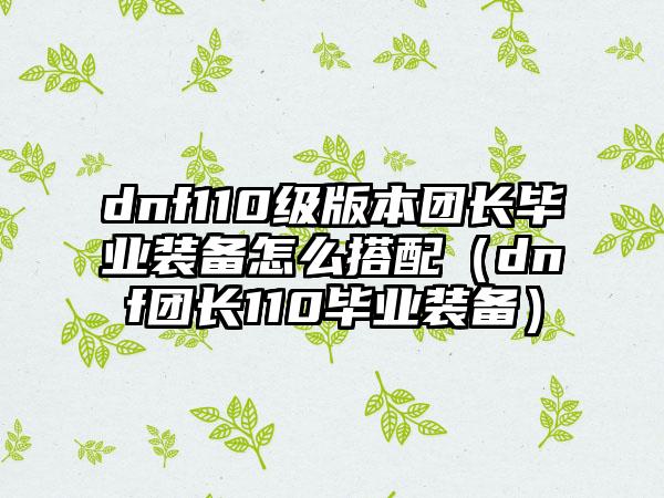 dnf110级版本团长毕业装备怎么搭配（dnf团长110毕业装备）