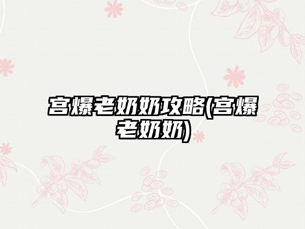 宫爆老奶奶攻略(宫爆老奶奶)