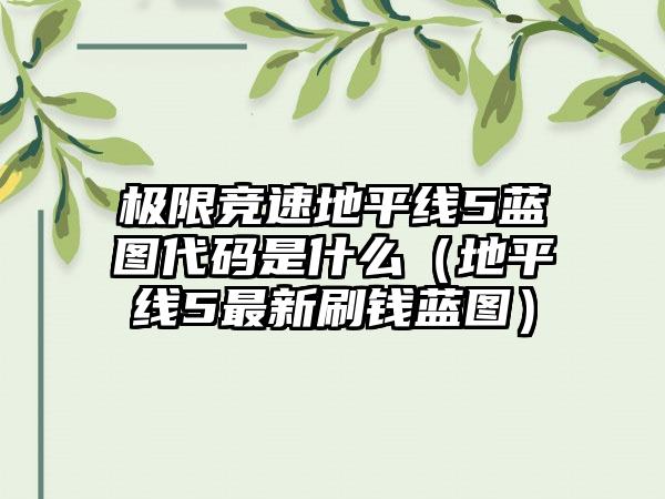 极限竞速地平线5蓝图代码是什么（地平线5最新刷钱蓝图）