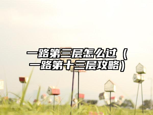 一路第三层怎么过（一路第十三层攻略）