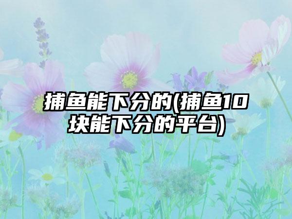 捕鱼能下分的(捕鱼10块能下分的平台)