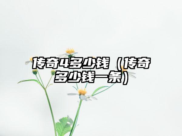 传奇4多少钱（传奇多少钱一条）