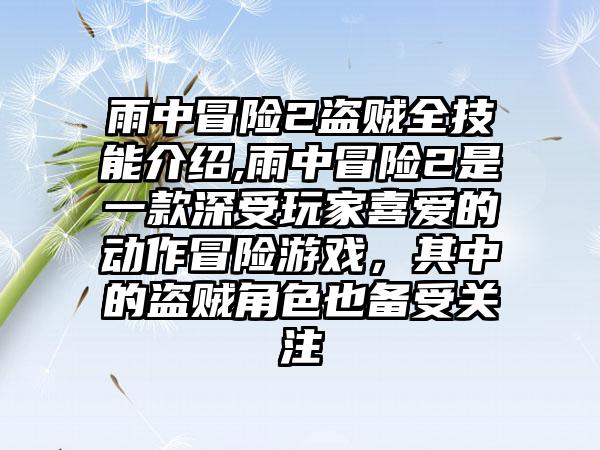 雨中冒险2盗贼全技能介绍,雨中冒险2是一款深受玩家喜爱的动作冒险游戏，其中的盗贼角色也备受关注