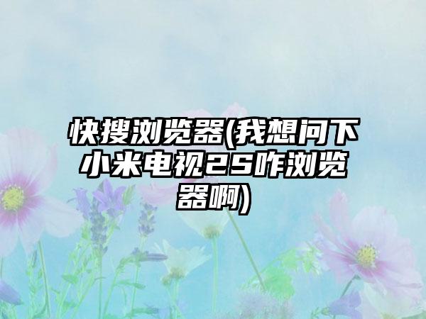 快搜浏览器(我想问下小米电视2S咋浏览器啊)