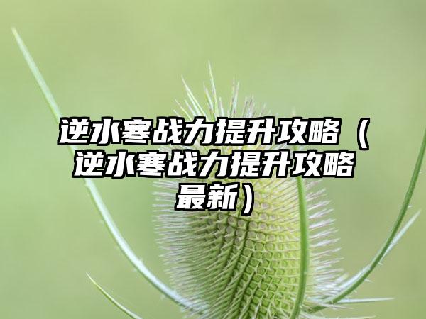 逆水寒战力提升攻略（逆水寒战力提升攻略最新）