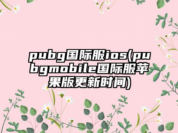 pubg国际服ios(pubgmobile国际服苹果版更新时间)