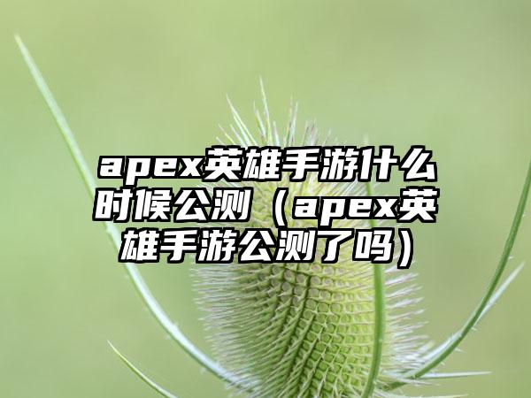 apex英雄手游什么时候公测（apex英雄手游公测了吗）