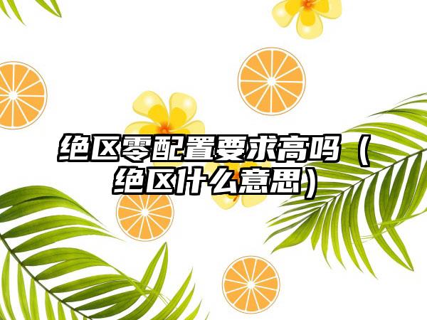 绝区零配置要求高吗（绝区什么意思）