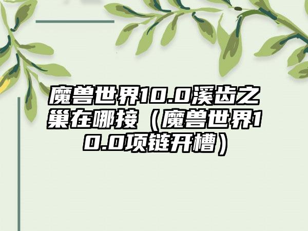 魔兽世界10.0溪齿之巢在哪接（魔兽世界10.0项链开槽）