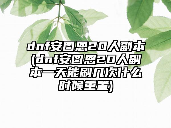 dnf安图恩20人副本(dnf安图恩20人副本一天能刷几次什么时候重置)