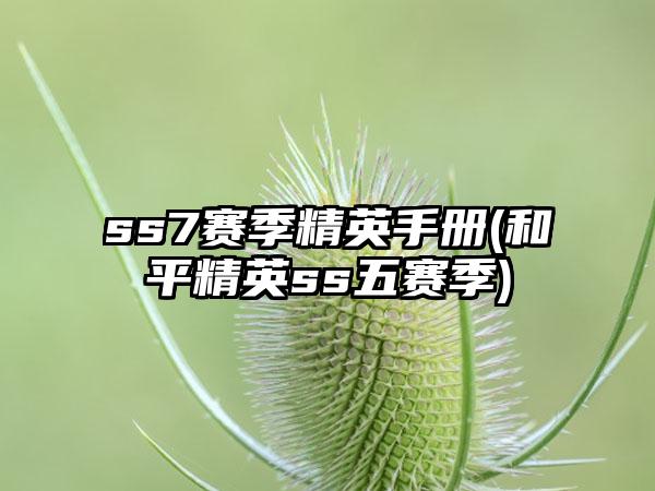 ss7赛季精英手册(和平精英ss五赛季)