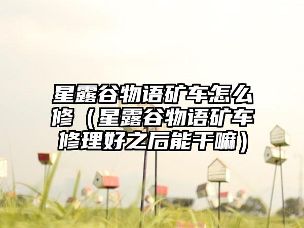 星露谷物语矿车怎么修（星露谷物语矿车修理好之后能干嘛）