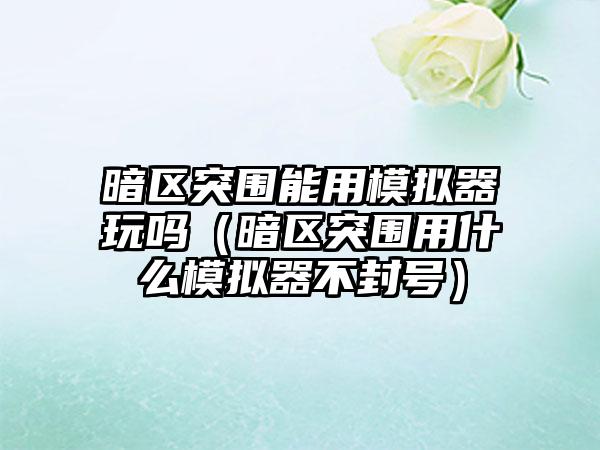 暗区突围能用模拟器玩吗（暗区突围用什么模拟器不封号）