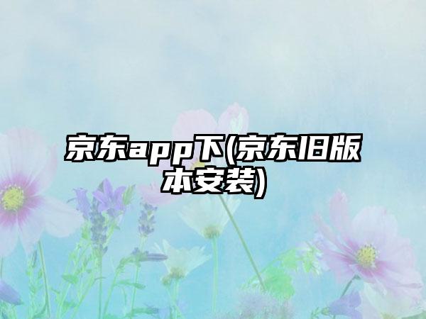 京东app下(京东旧版本安装)