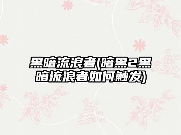 黑暗流浪者(暗黑2黑暗流浪者如何触发)