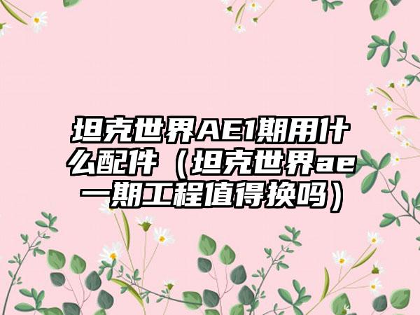 坦克世界AE1期用什么配件（坦克世界ae一期工程值得换吗）