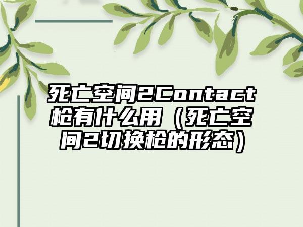 死亡空间2Contact枪有什么用（死亡空间2切换枪的形态）