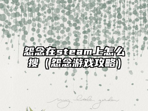 怨念在steam上怎么搜（怨念游戏攻略）