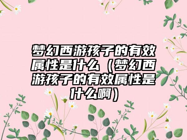 梦幻西游孩子的有效属性是什么（梦幻西游孩子的有效属性是什么啊）