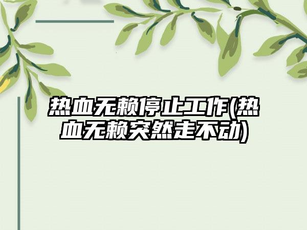 热血无赖停止工作(热血无赖突然走不动)