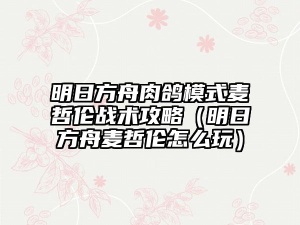 明日方舟肉鸽模式麦哲伦战术攻略（明日方舟麦哲伦怎么玩）